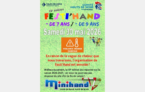 Annulation de l'événement Festi'Hand 30 mai 2026